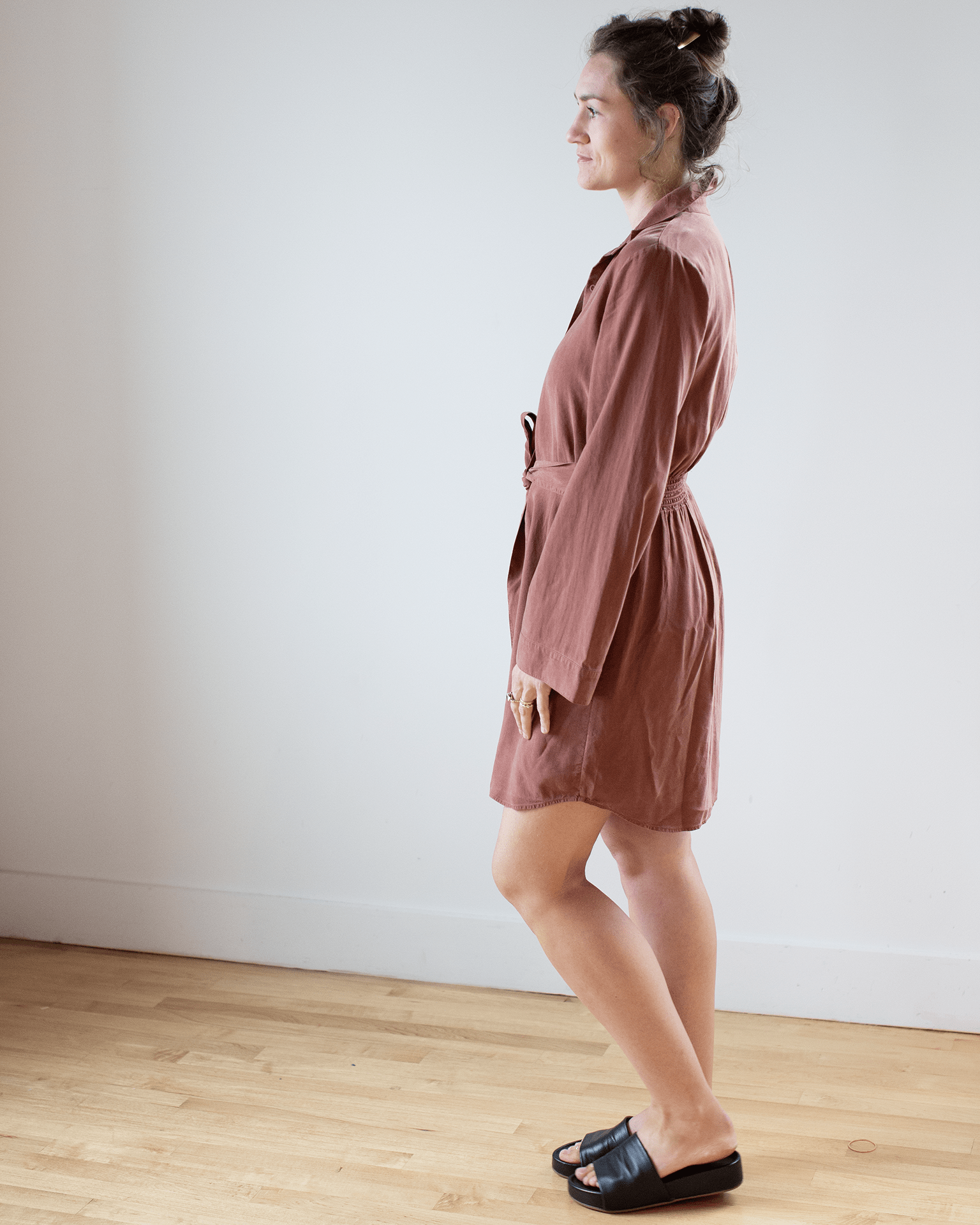 Mini Shirtdress w/ Smocked Back in Autumn Amber
