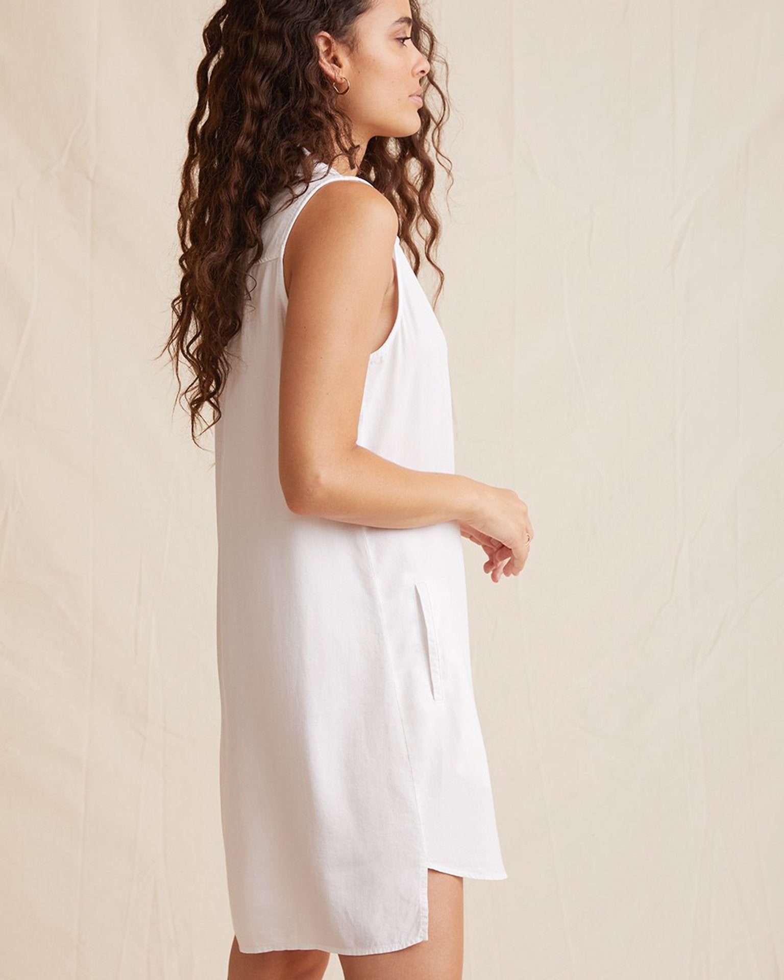 Sleeveless A-Line Dress in White