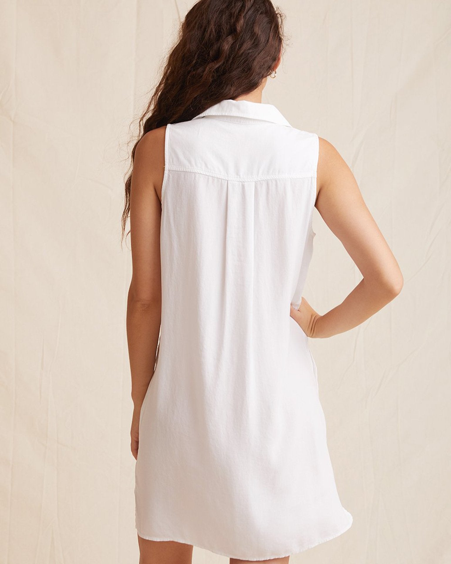Sleeveless A-Line Dress in White