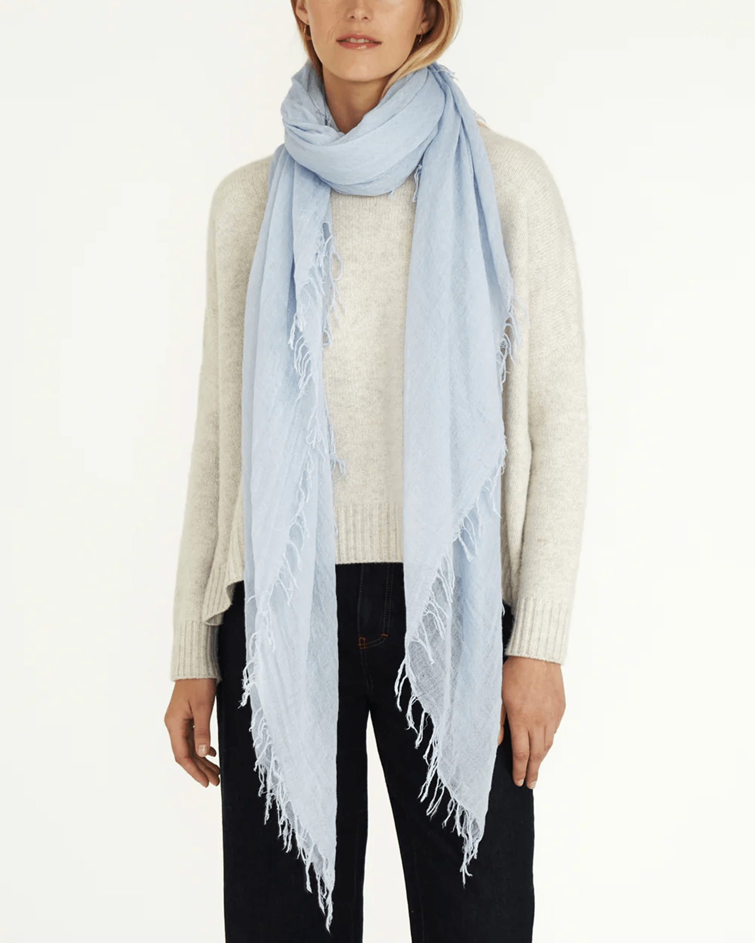 Cashmere & Silk Scarf in Halogen Blue