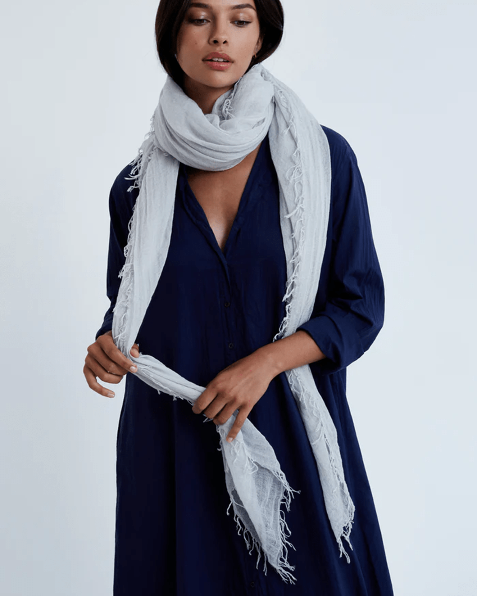 Cashmere & Silk Scarf in Lunar Rock