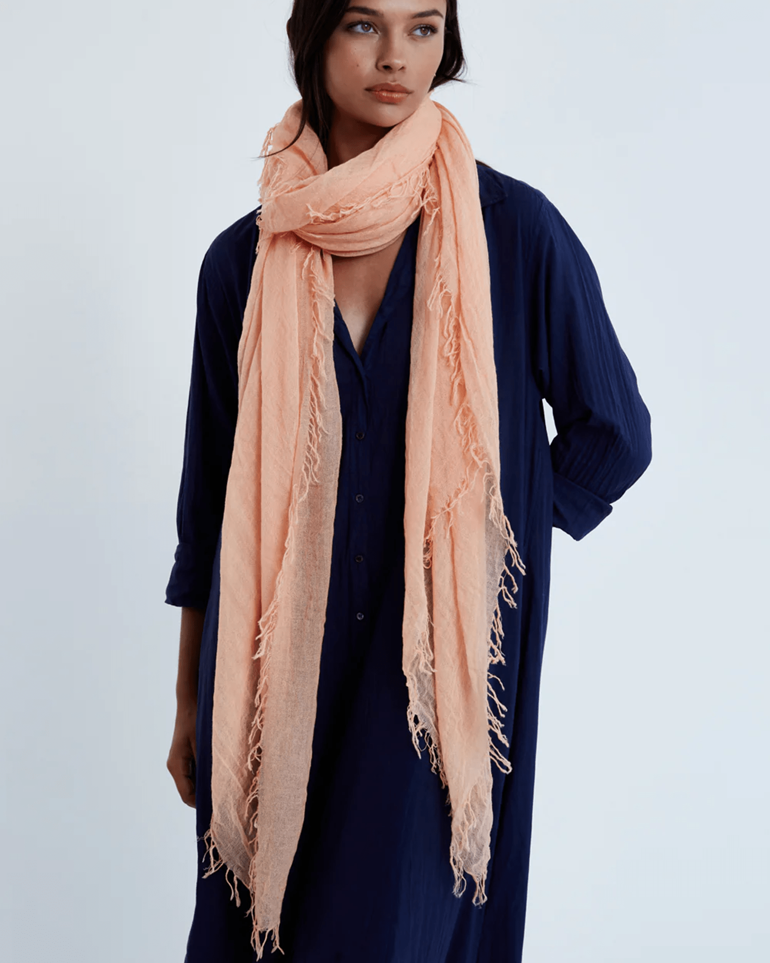 Cashmere & Silk Scarf in Peach