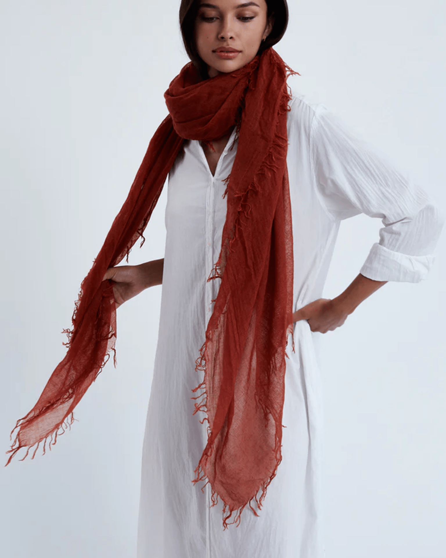 Cashmere & Silk Scarf in Picante