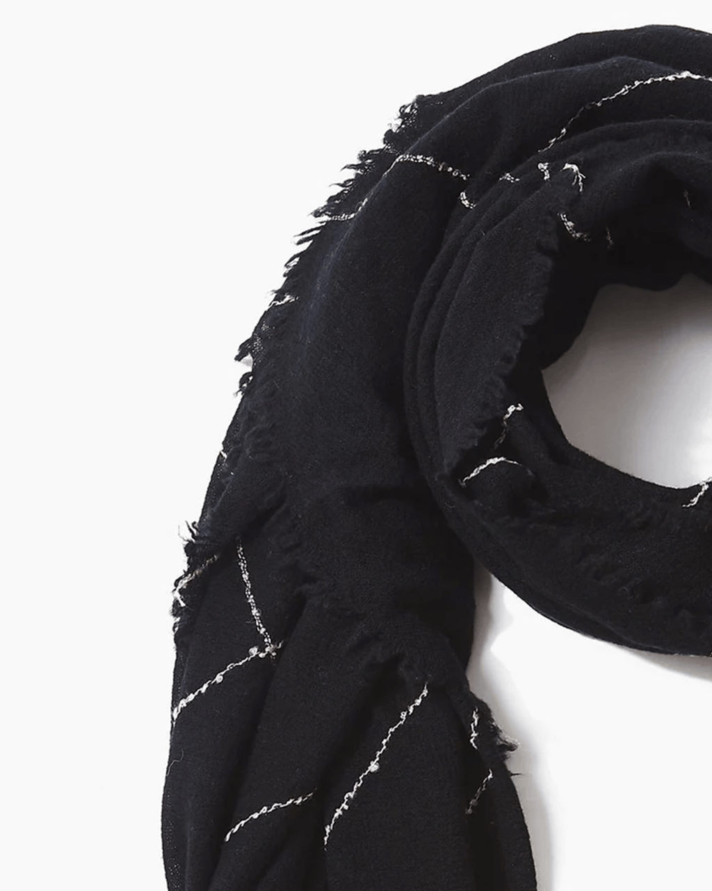 Windowpane Cashmere Scarf in Black
