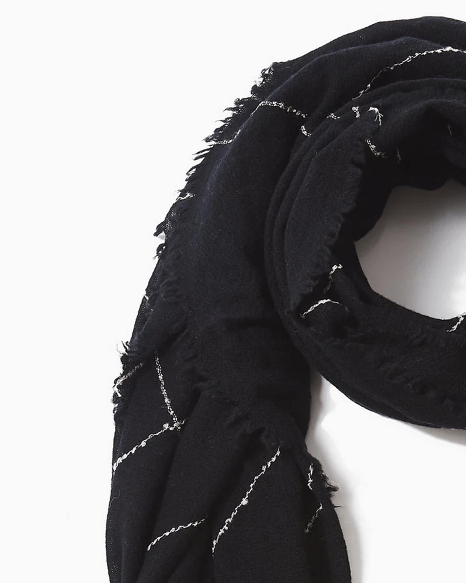 Windowpane Cashmere Scarf in Black
