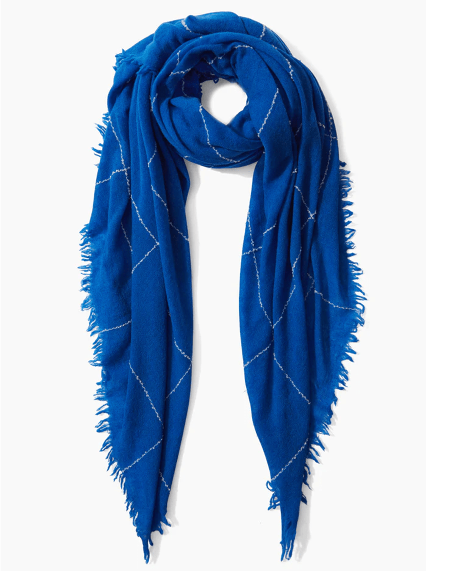 Windowpane Cashmere Scarf in Estate Blue