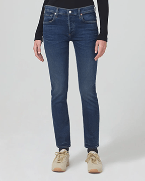 Ella Mid Rise Slim Crop in Sky Lantern