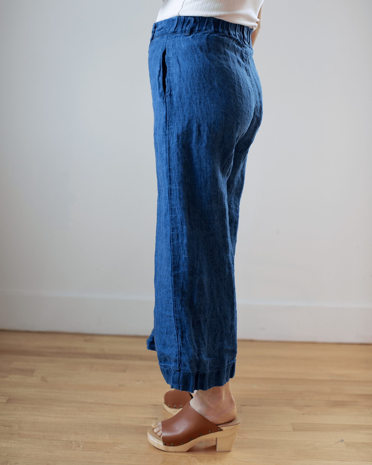 Cropped Polly Pant in Bleach Indigo Twill