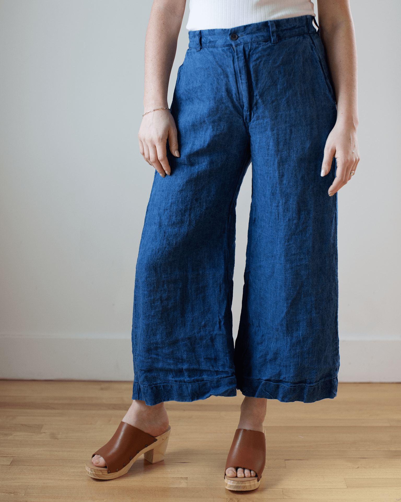 Cropped Polly Pant in Bleach Indigo Twill