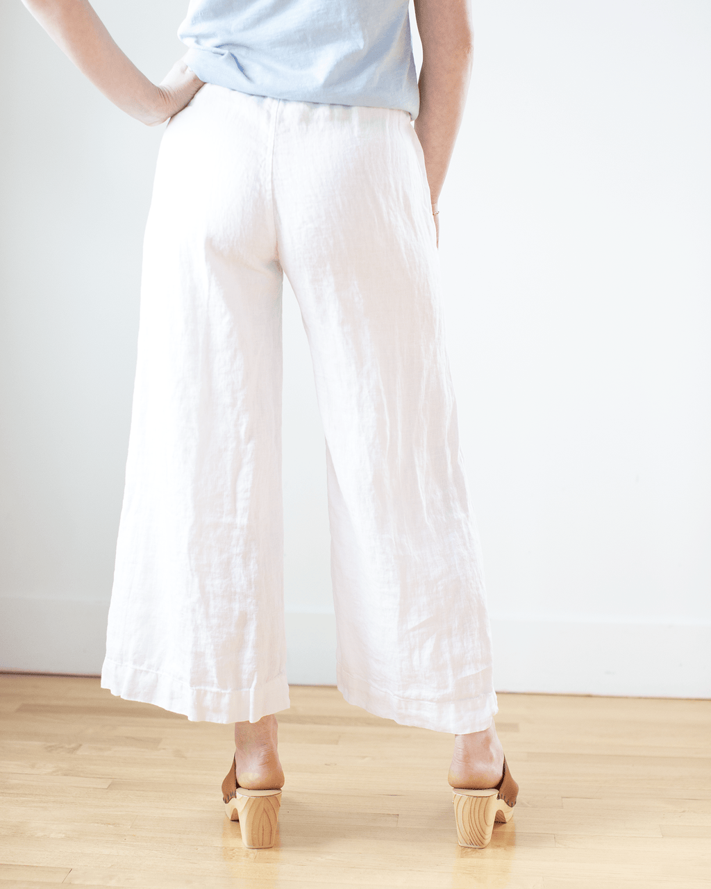 Cropped Polly Pant in White HW Linen Twill