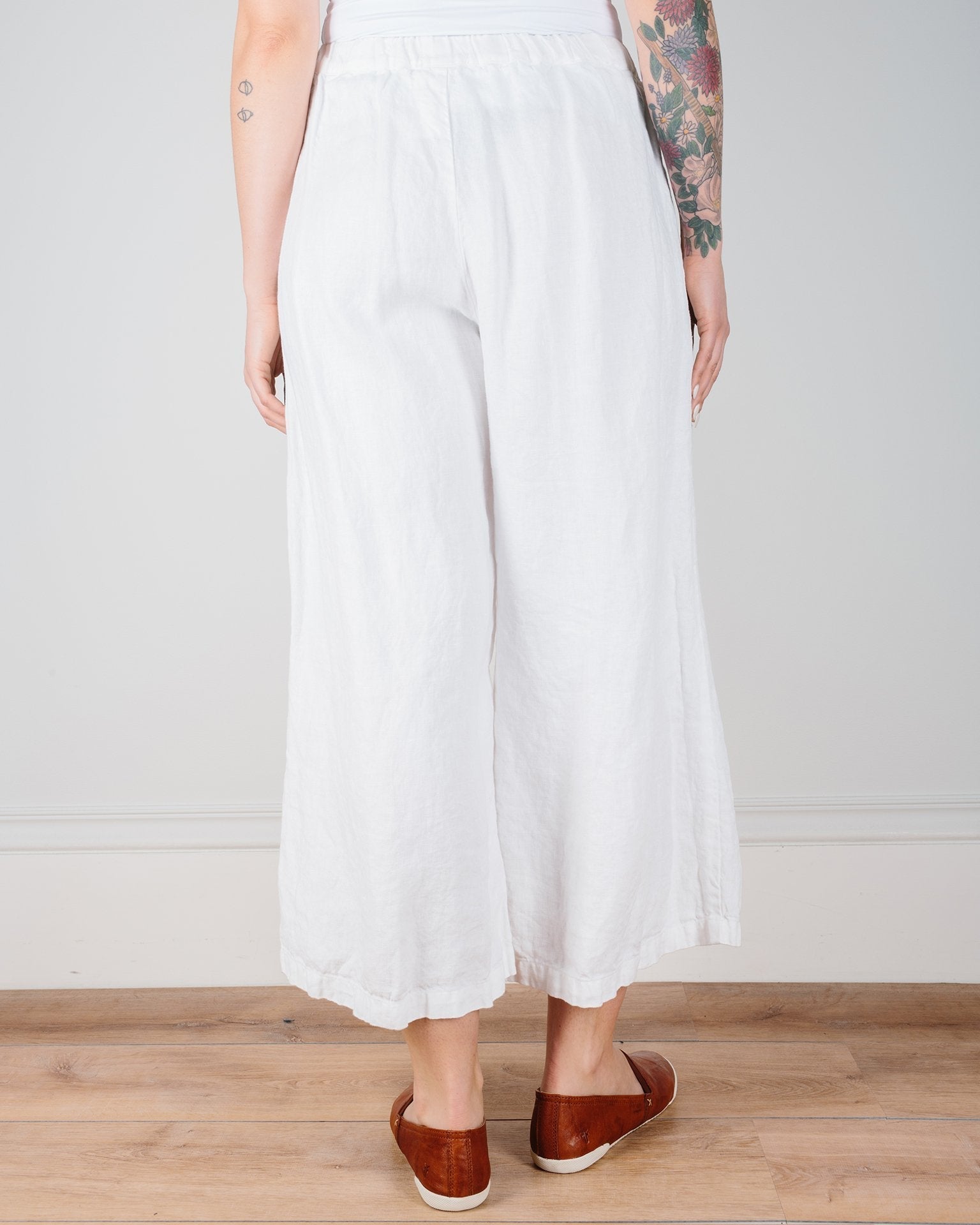 Cropped Wendy Pant in White Heavy Weight Linen