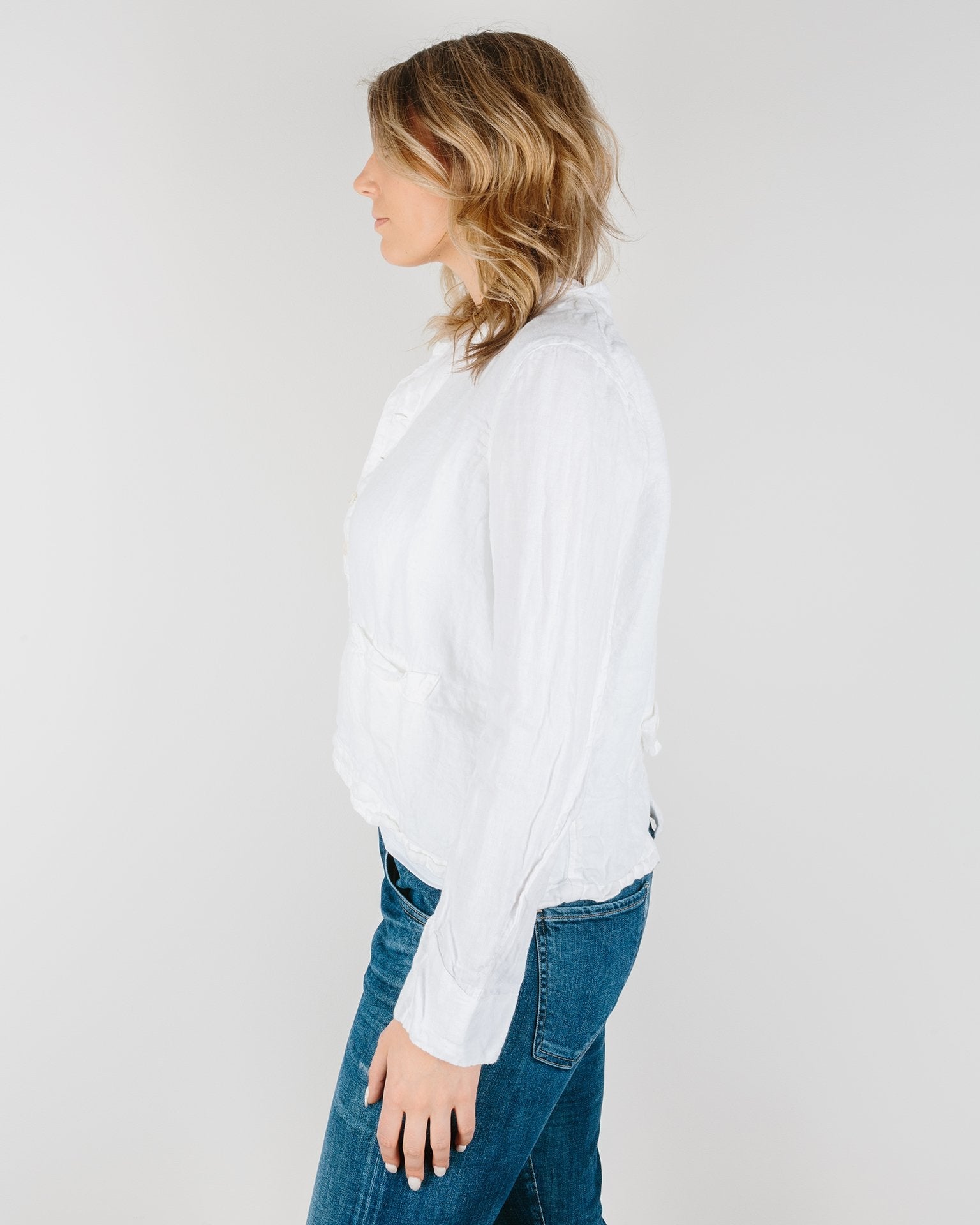 Dree Jacket in White Heavy Weight Linen