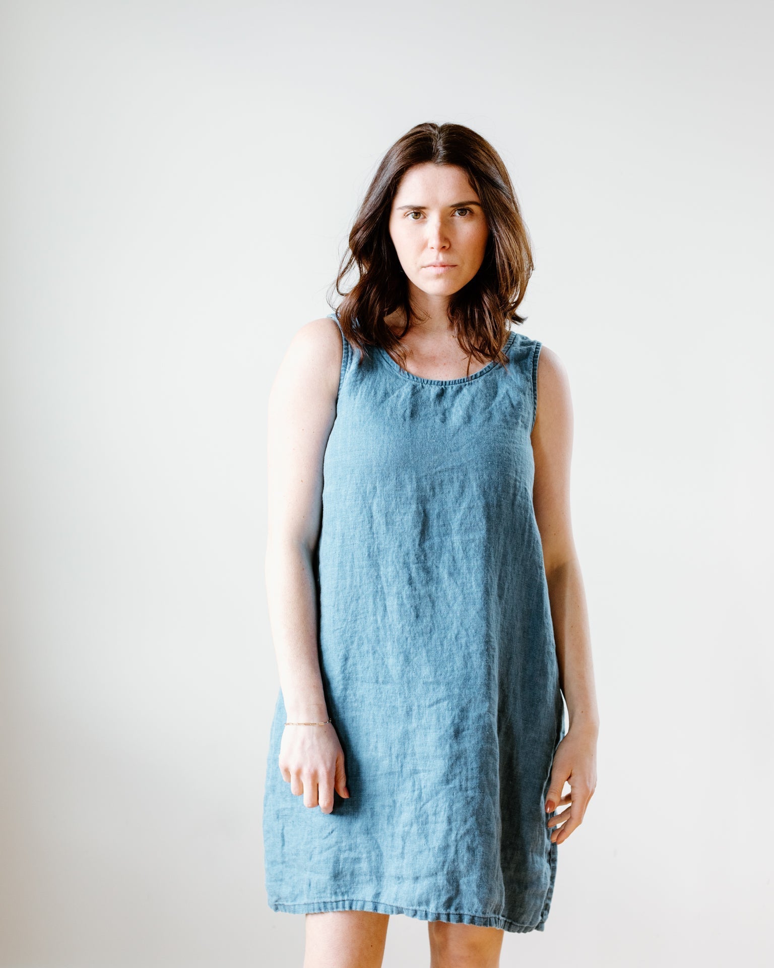 Jess Dress in Bleach Indigo Twill
