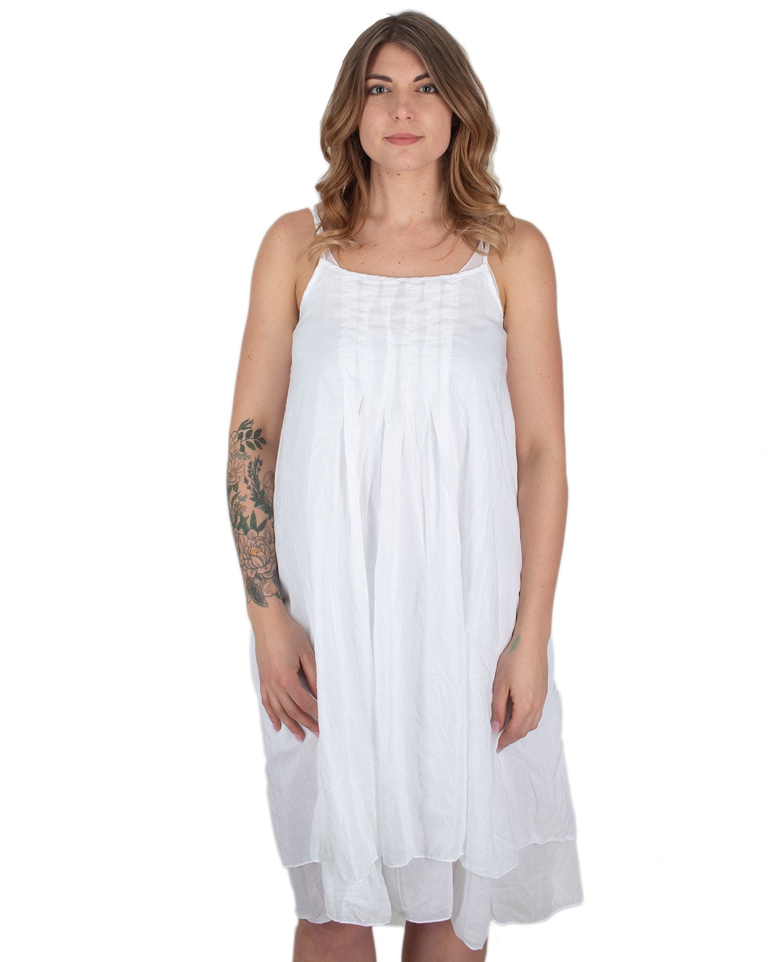 Lia Darted Front Tank Dress in White