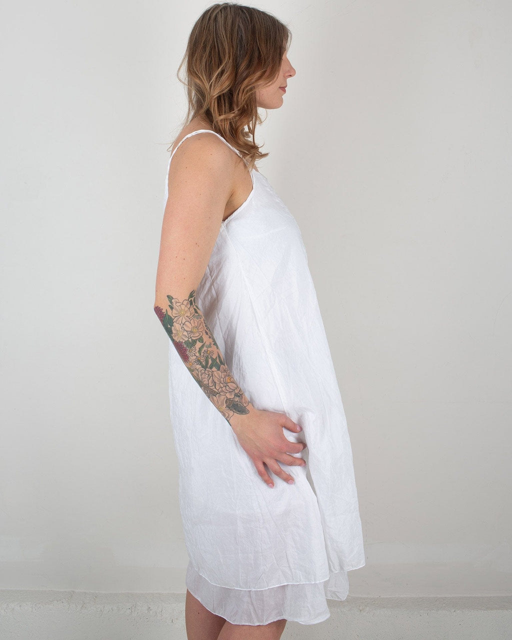 Lia Darted Front Tank Dress in White