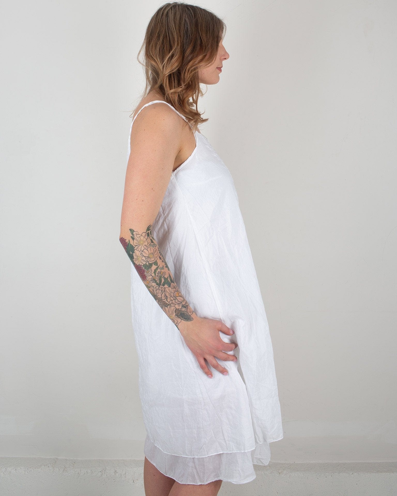 Lia Darted Front Tank Dress in White