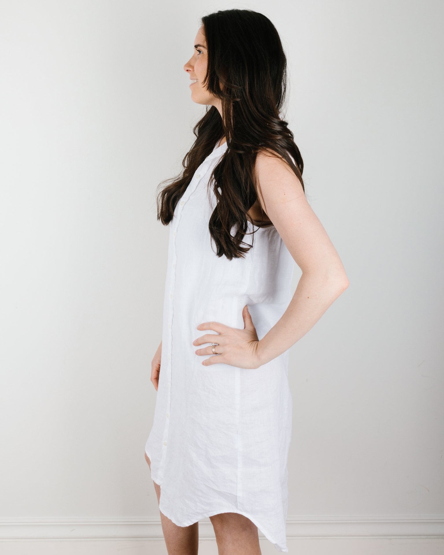 Mara Shirtdress in White Linen