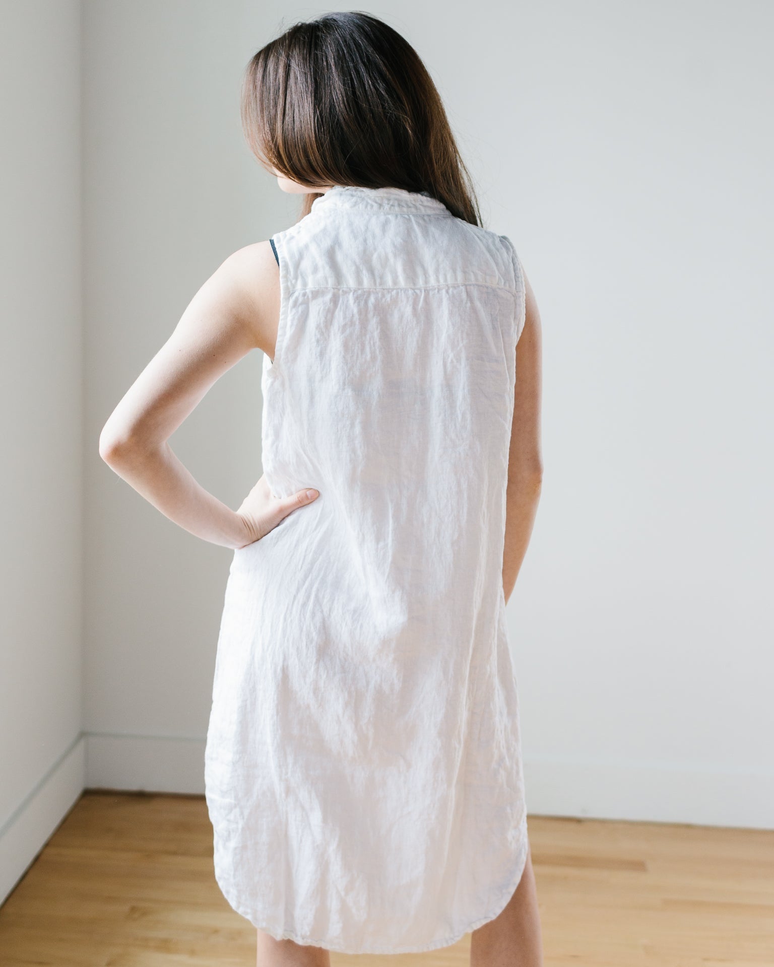 Mara Slvlss Shirtdress in White HW Linen Twill
