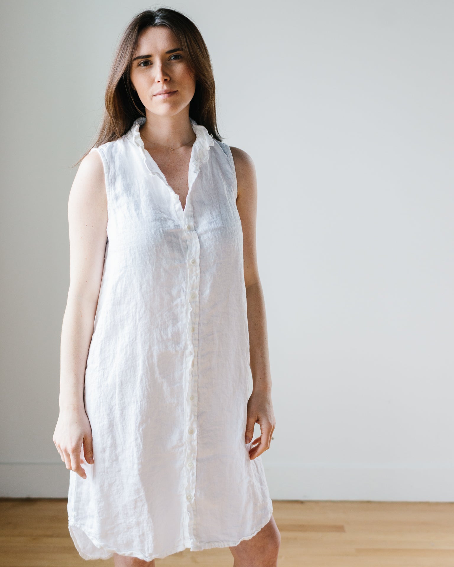 Mara Slvlss Shirtdress in White HW Linen Twill