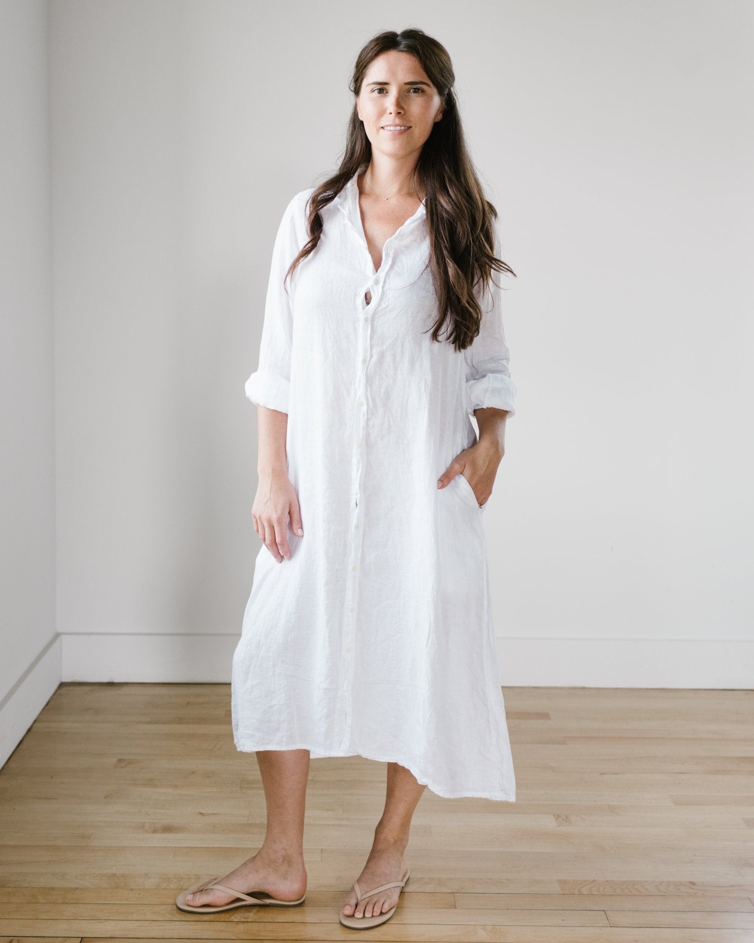 Maxi Shirtdress - HW Twill in White