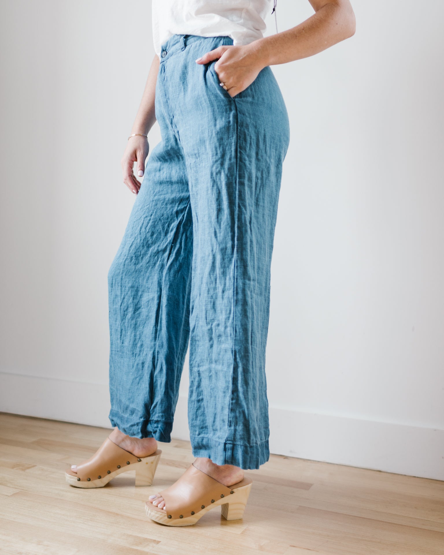 Polly Wide Leg Pant - HW Bleach Indigo Twill