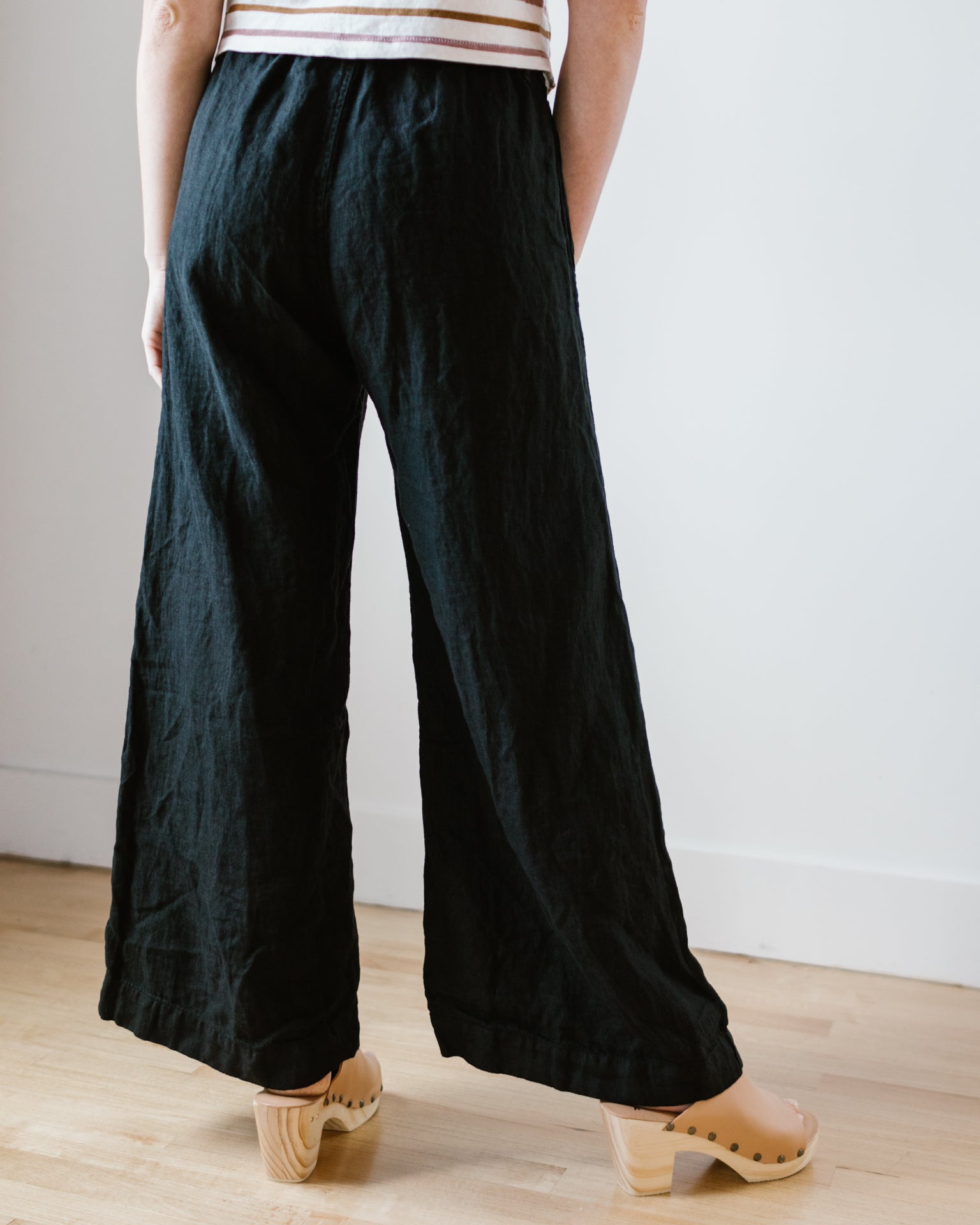 Polly Wide Leg Pant - HW Linen Twill in Black
