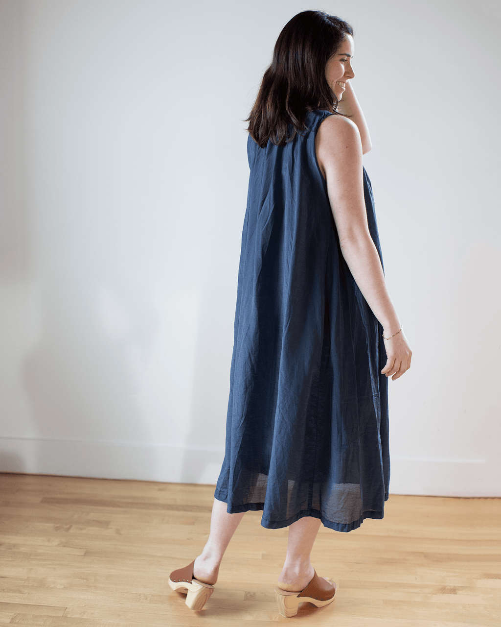 Sia Dress in Midnight Cotton Silk