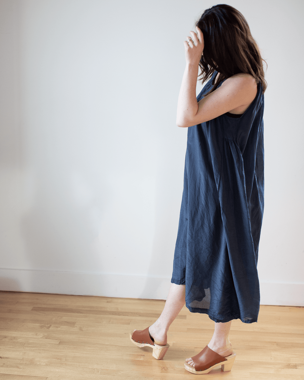 Sia Dress in Midnight Cotton Silk