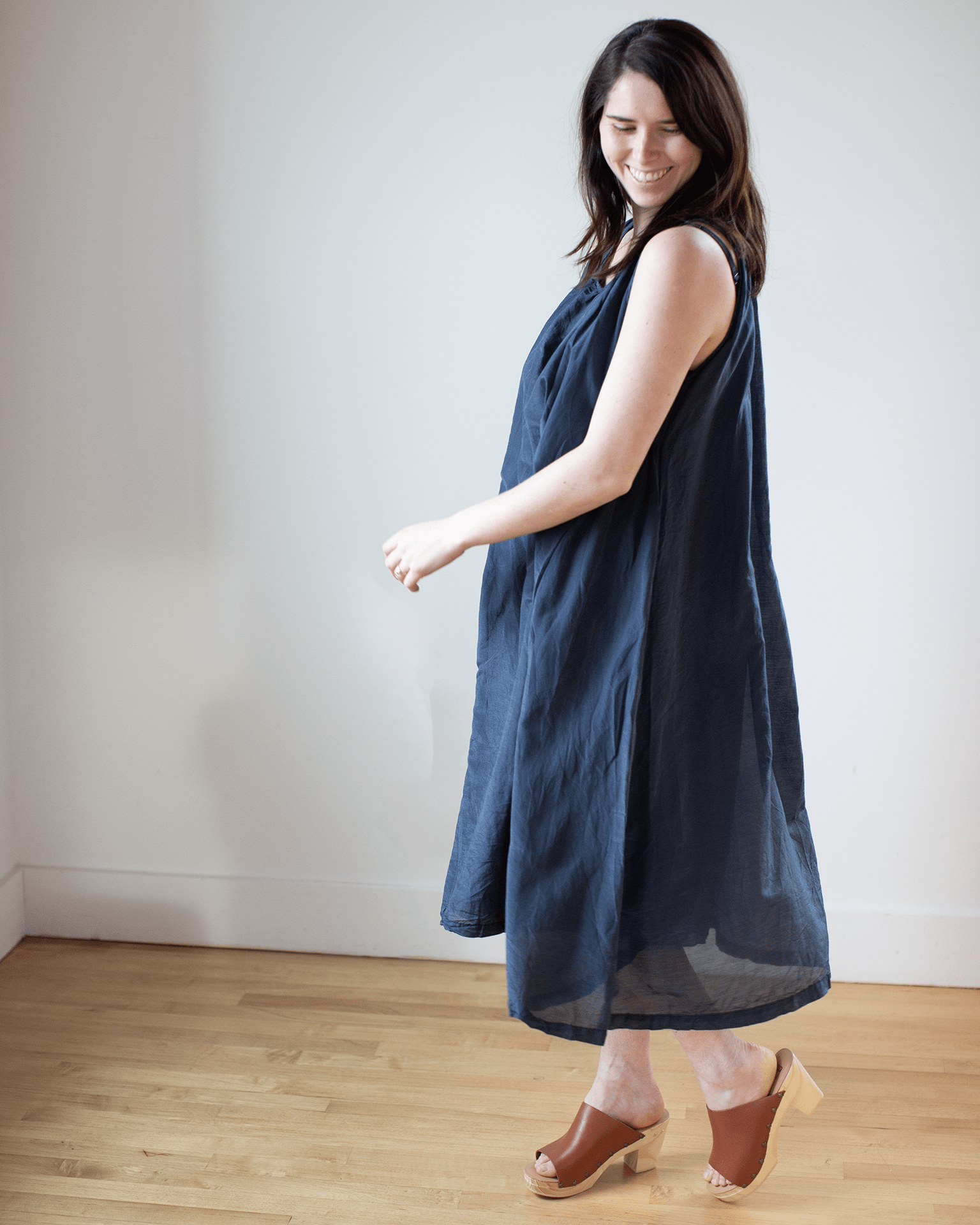 Sia Dress in Midnight Cotton Silk