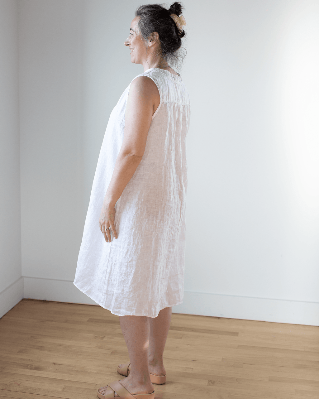 Sylvie Dress in White Linen