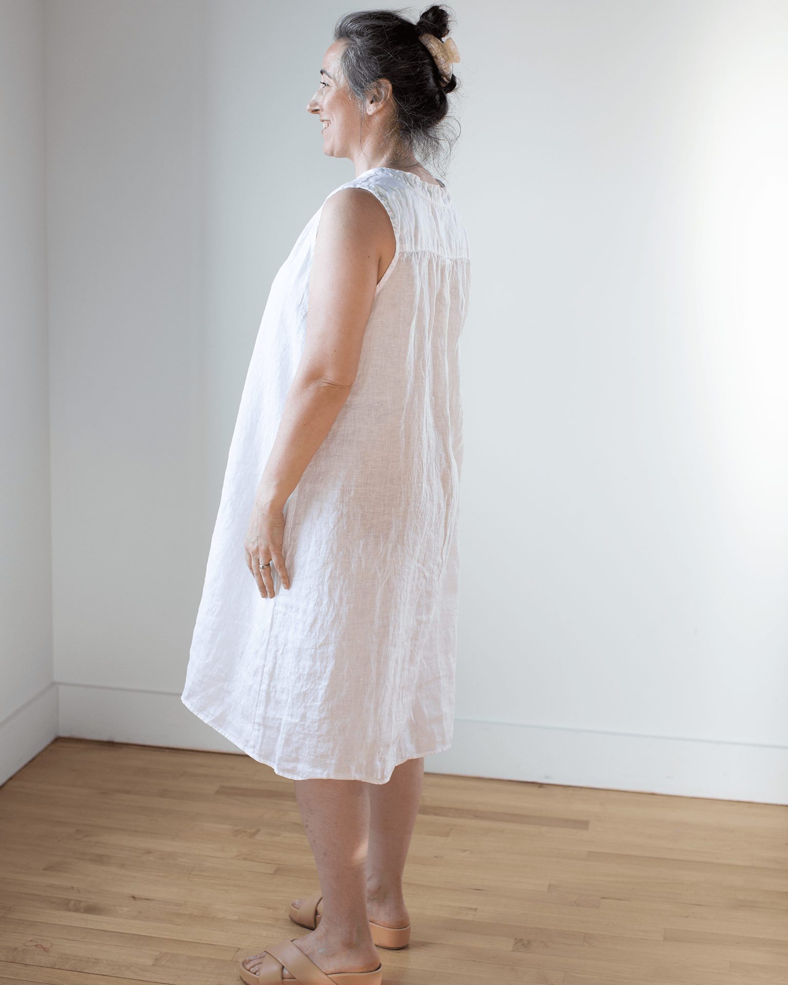 Sylvie Dress in White Linen