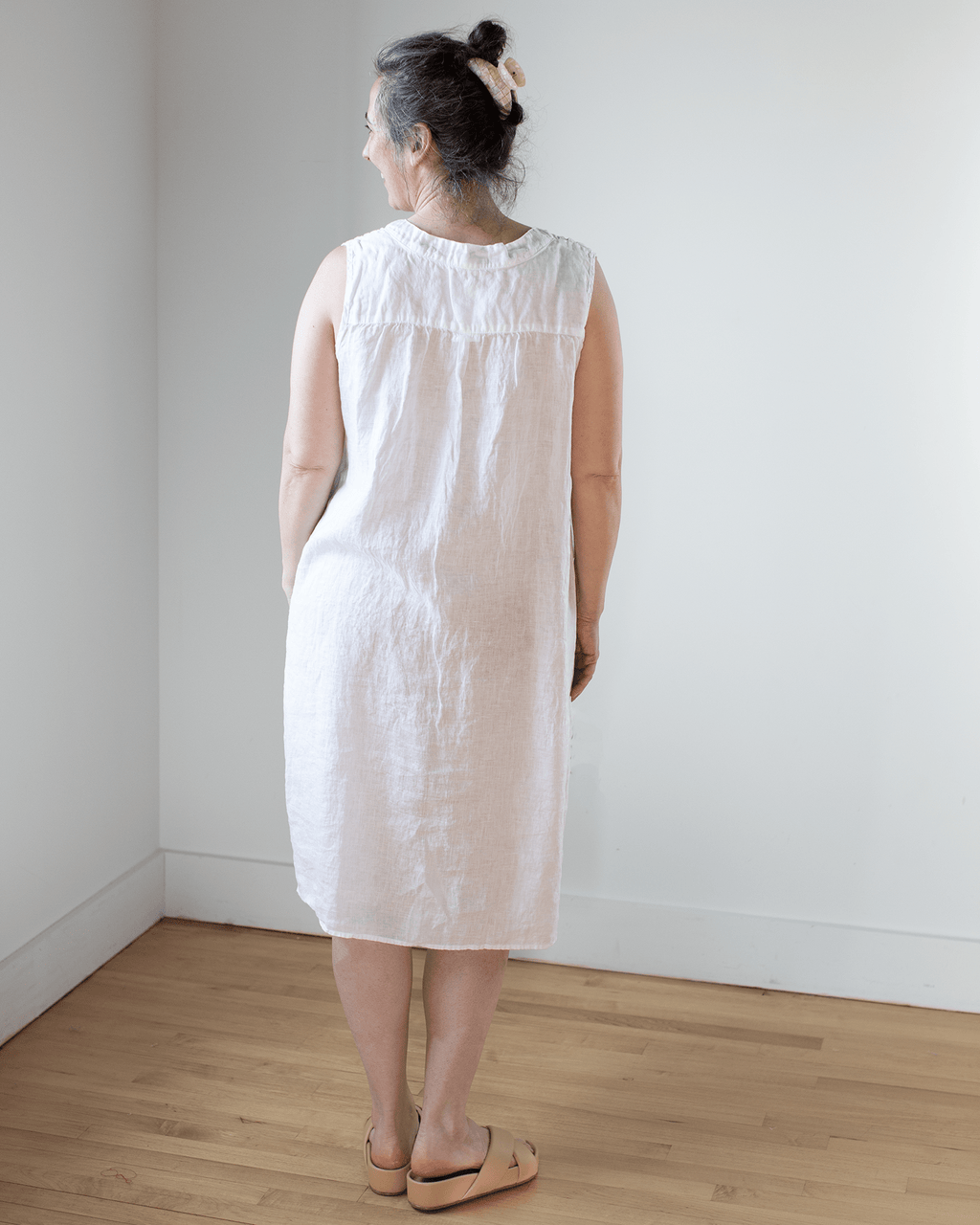 Sylvie Dress in White Linen