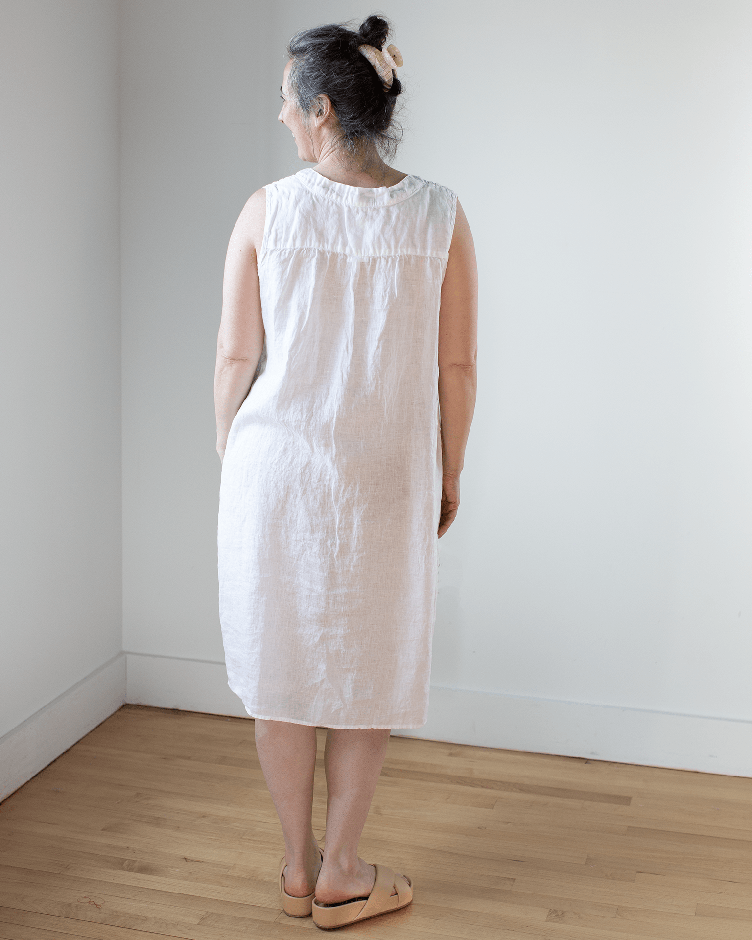 Sylvie Dress in White Linen