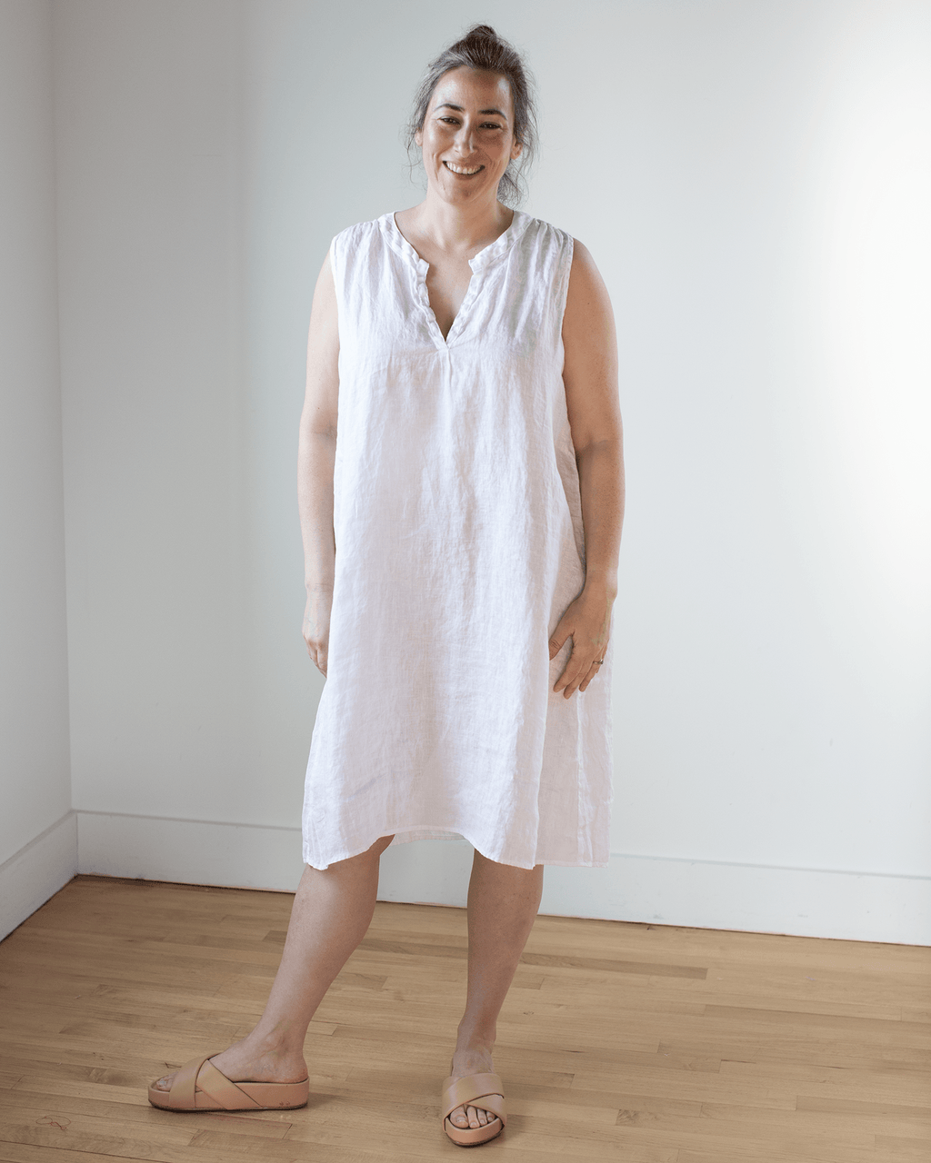 Sylvie Dress in White Linen