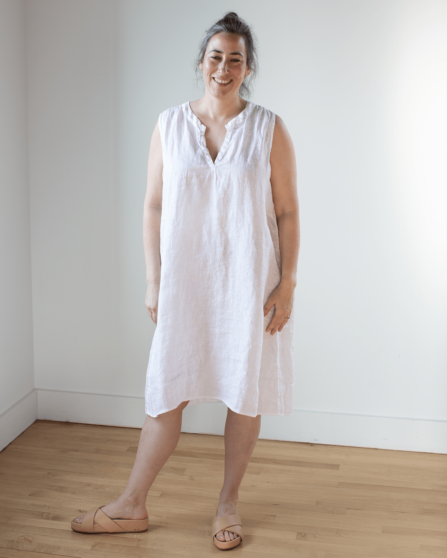 Sylvie Dress in White Linen