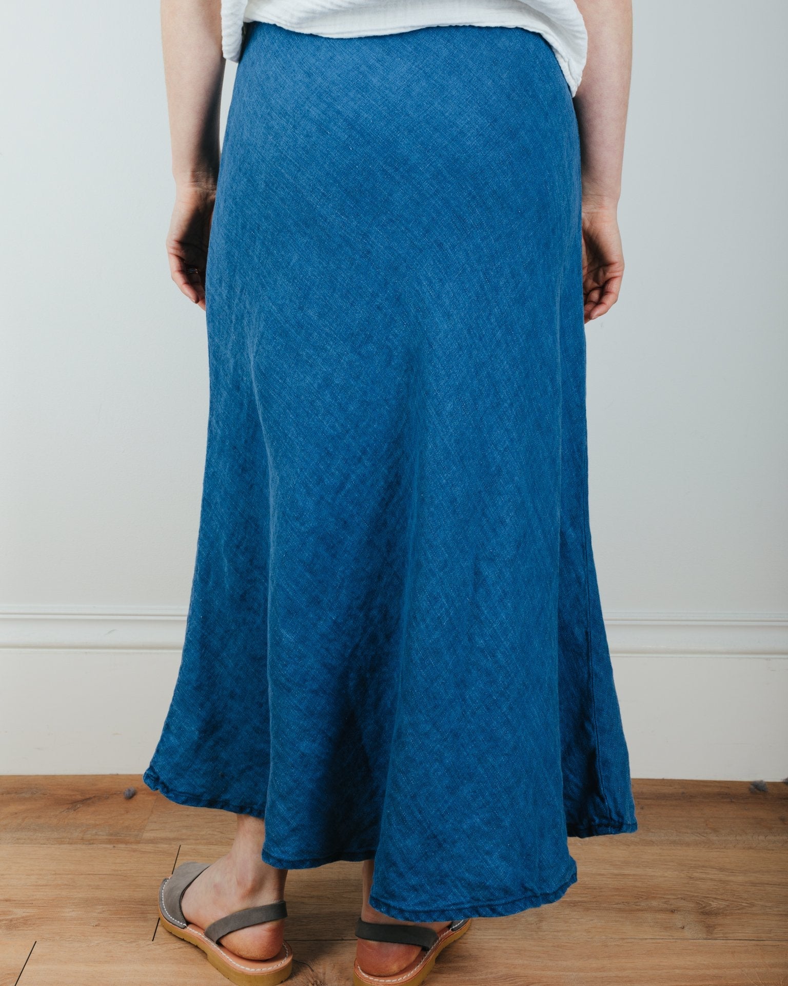 Tanya Bias Cut Skirt in Bleach Indigo Twill