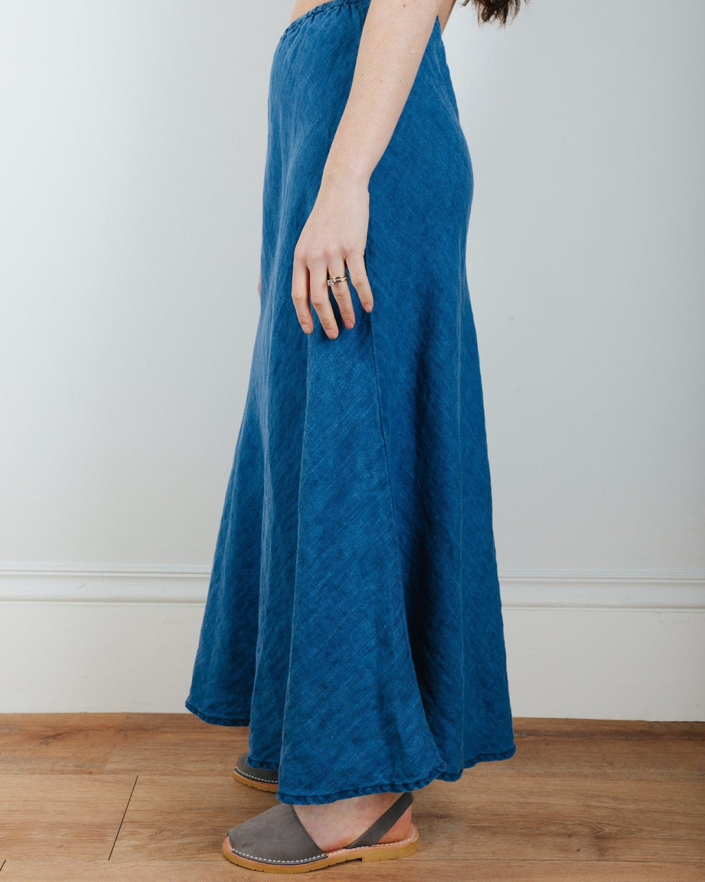 Tanya Bias Cut Skirt in Bleach Indigo Twill