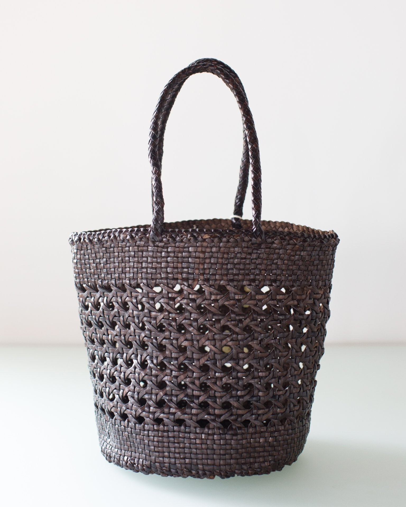Cannage Bucket - Big in Dark Brown
