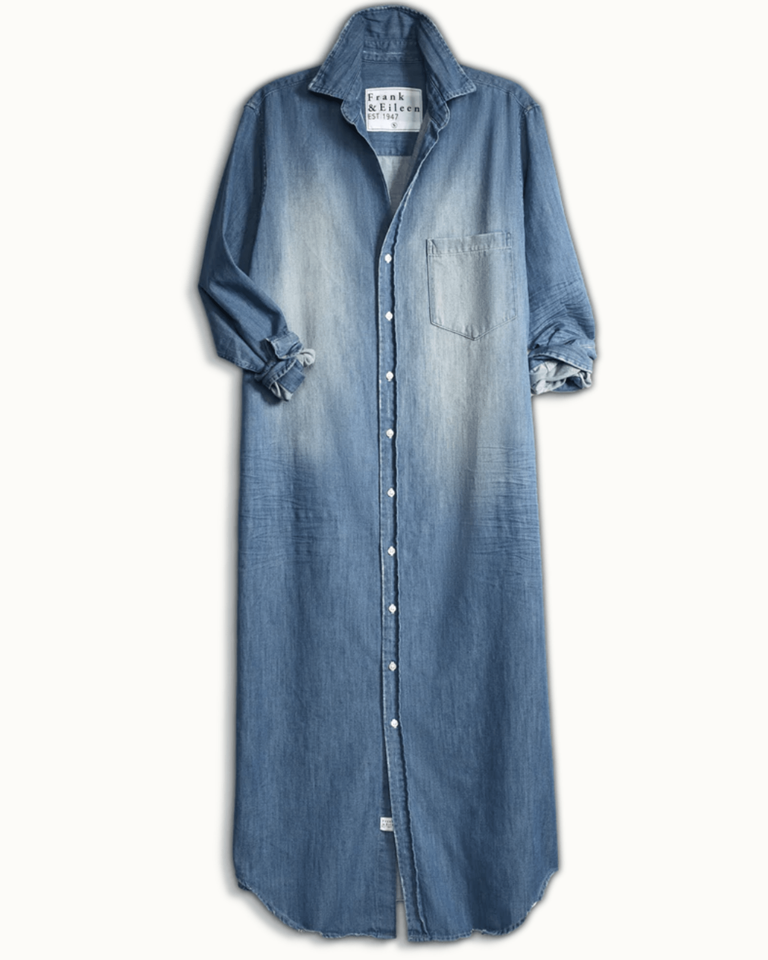 Rory Woven Long Dress in Distressed Vintage Wash