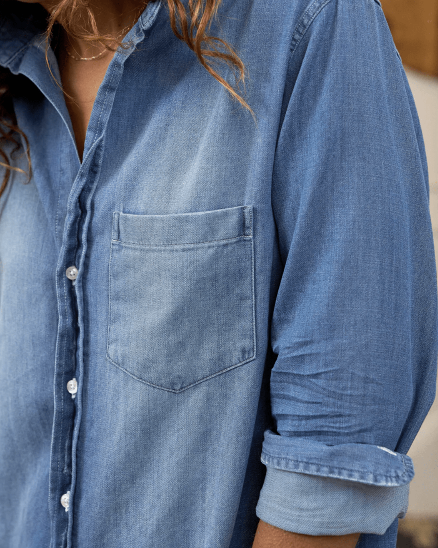 Rory Woven Long Dress in Distressed Vintage Wash