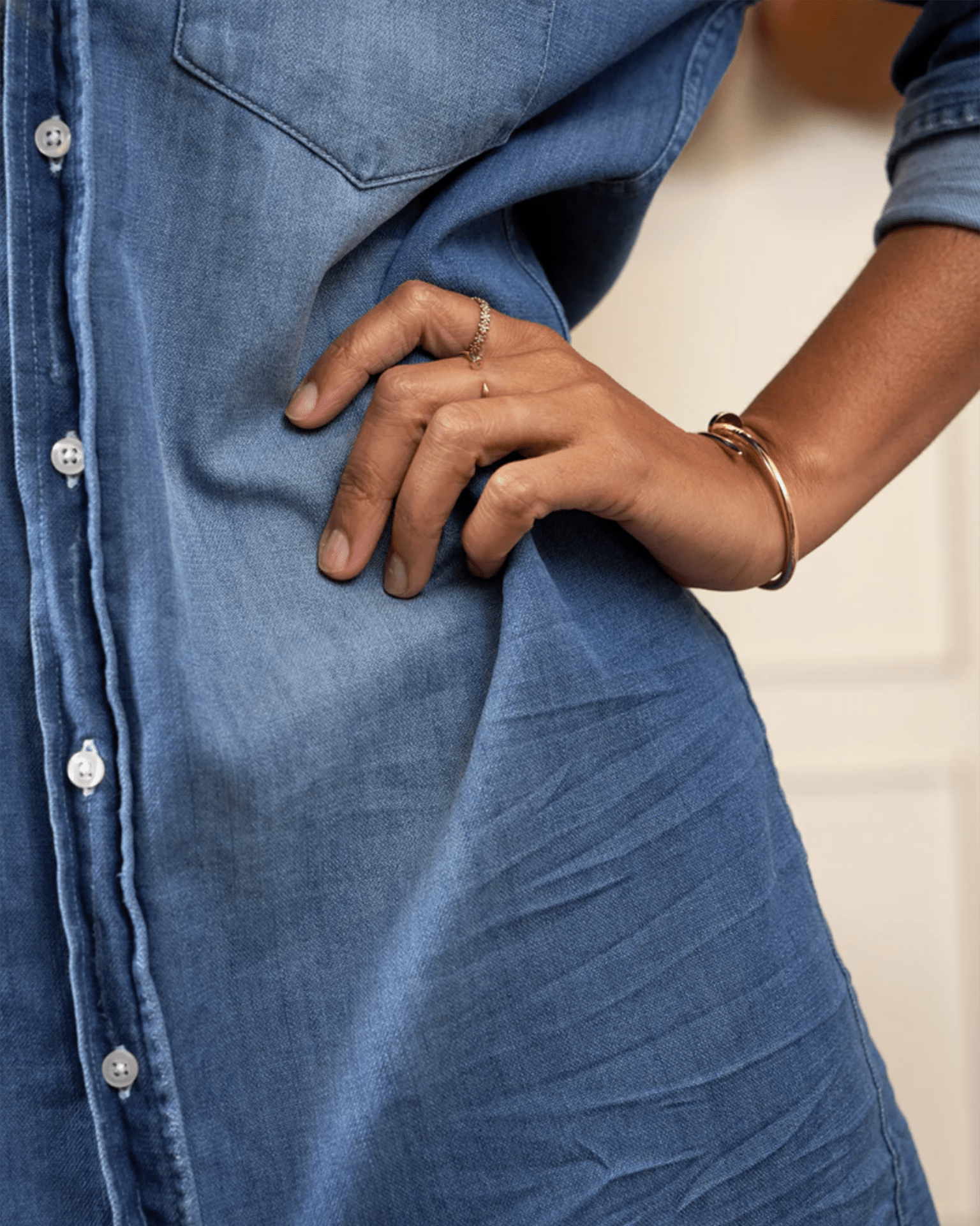 Rory Woven Long Dress in Distressed Vintage Wash