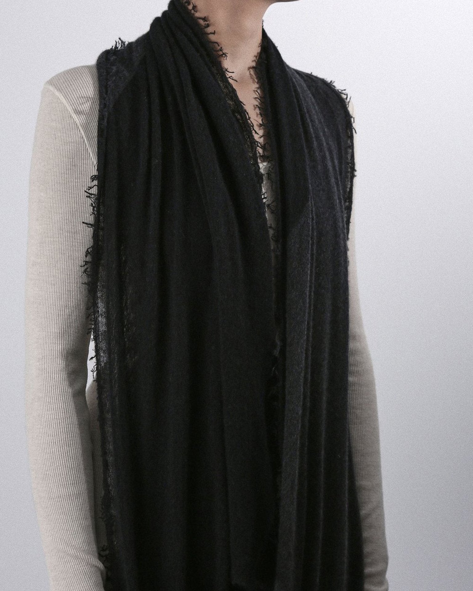Love Duo Cashmere Scarf in Charcoal & Black