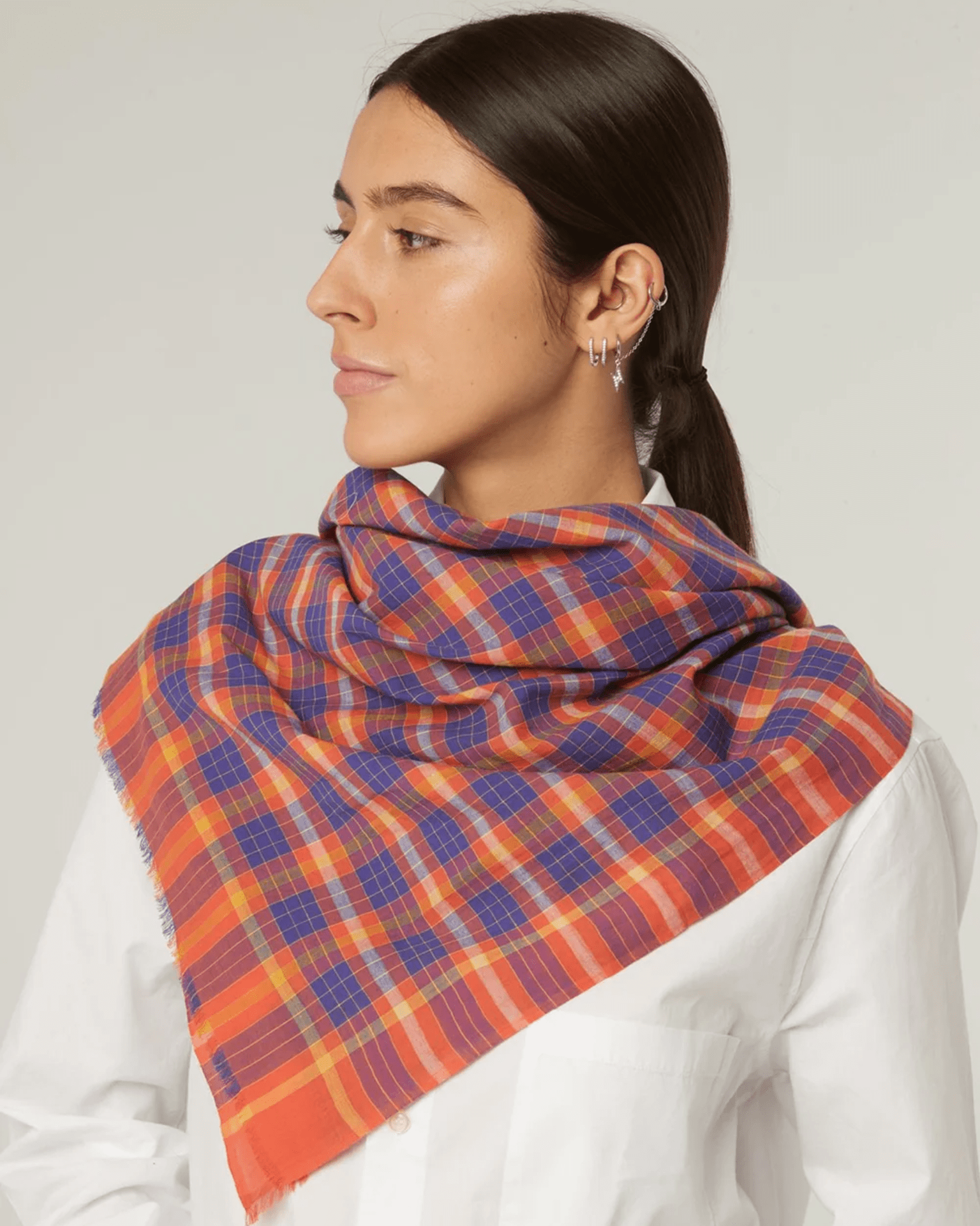 Plaid Bandana in Poppy Red