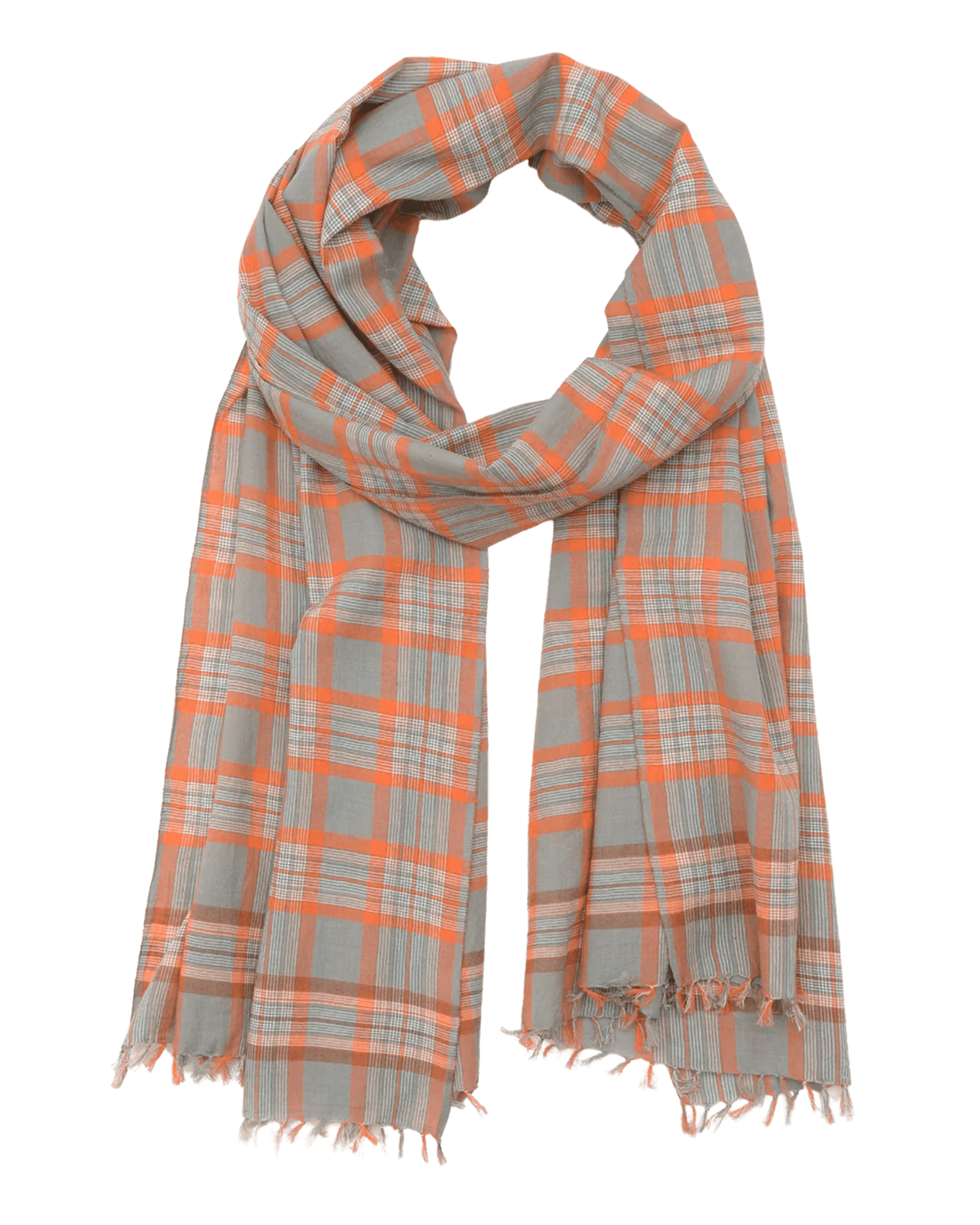 Varied Plaid Cttn Scarf in Cloud