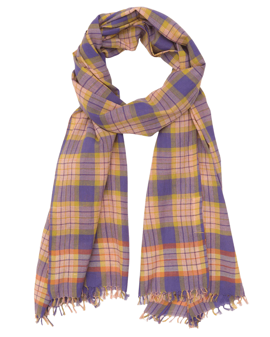 Varied Plaid Scarf in Pansy Blue