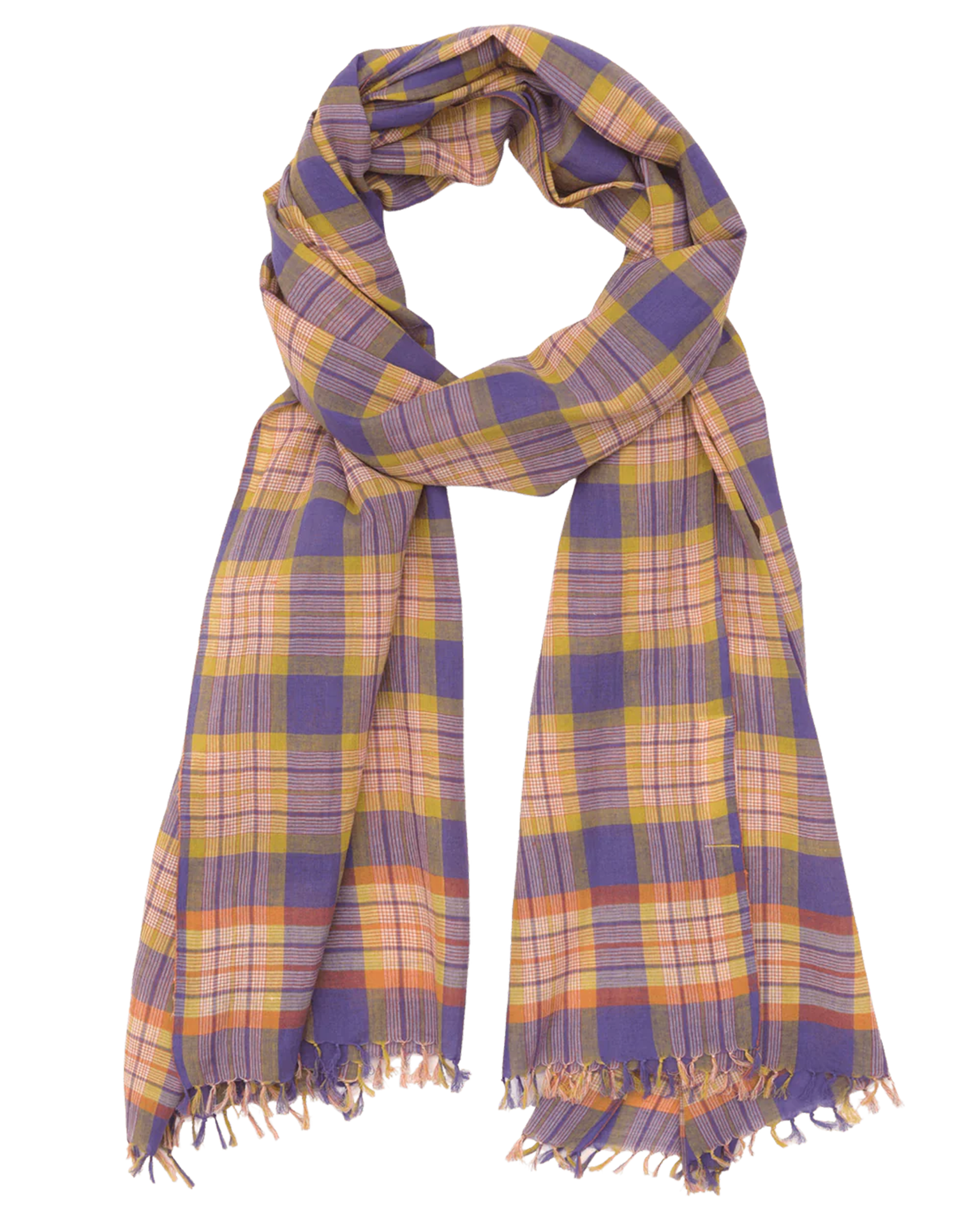 Varied Plaid Scarf in Pansy Blue