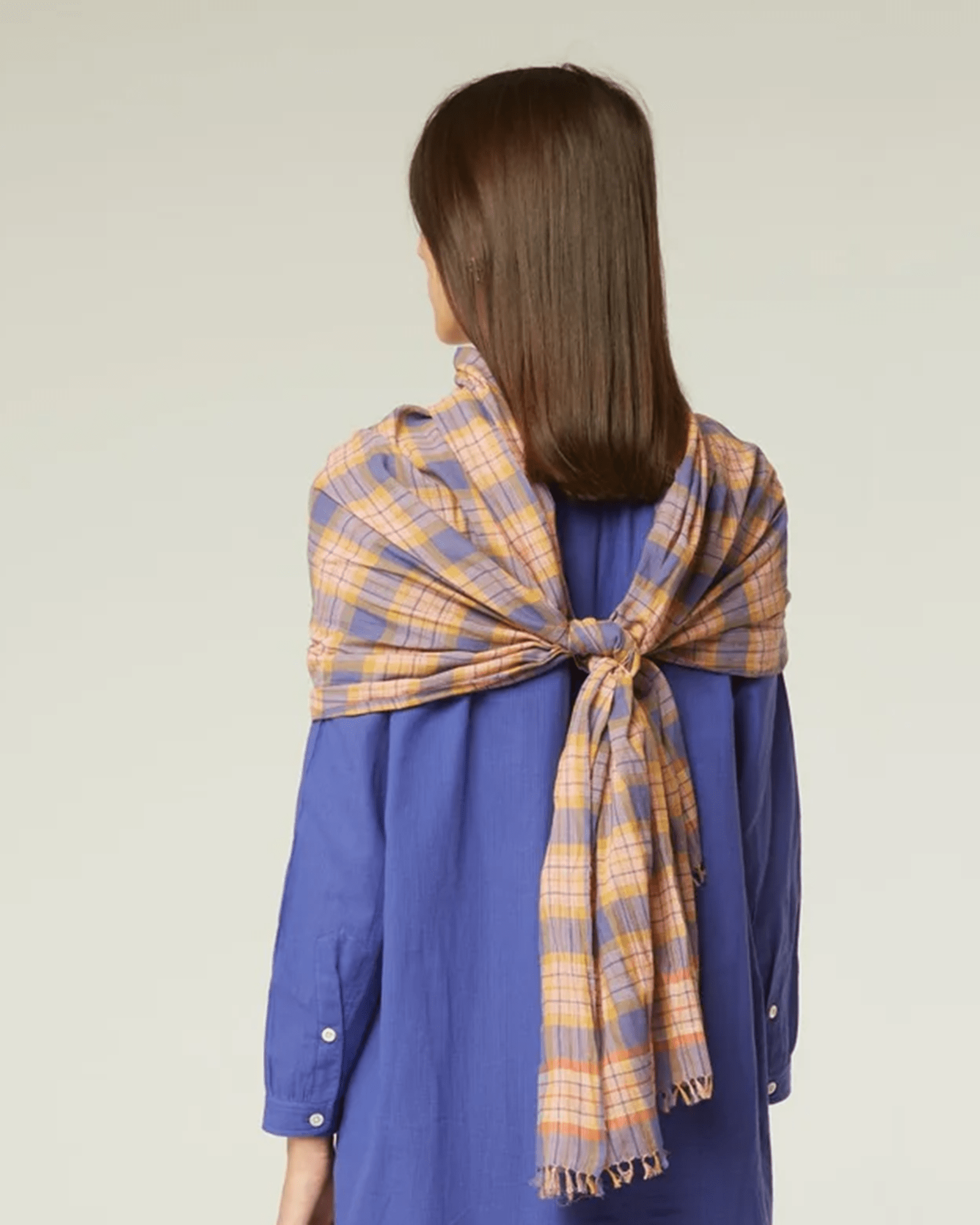 Varied Plaid Scarf in Pansy Blue