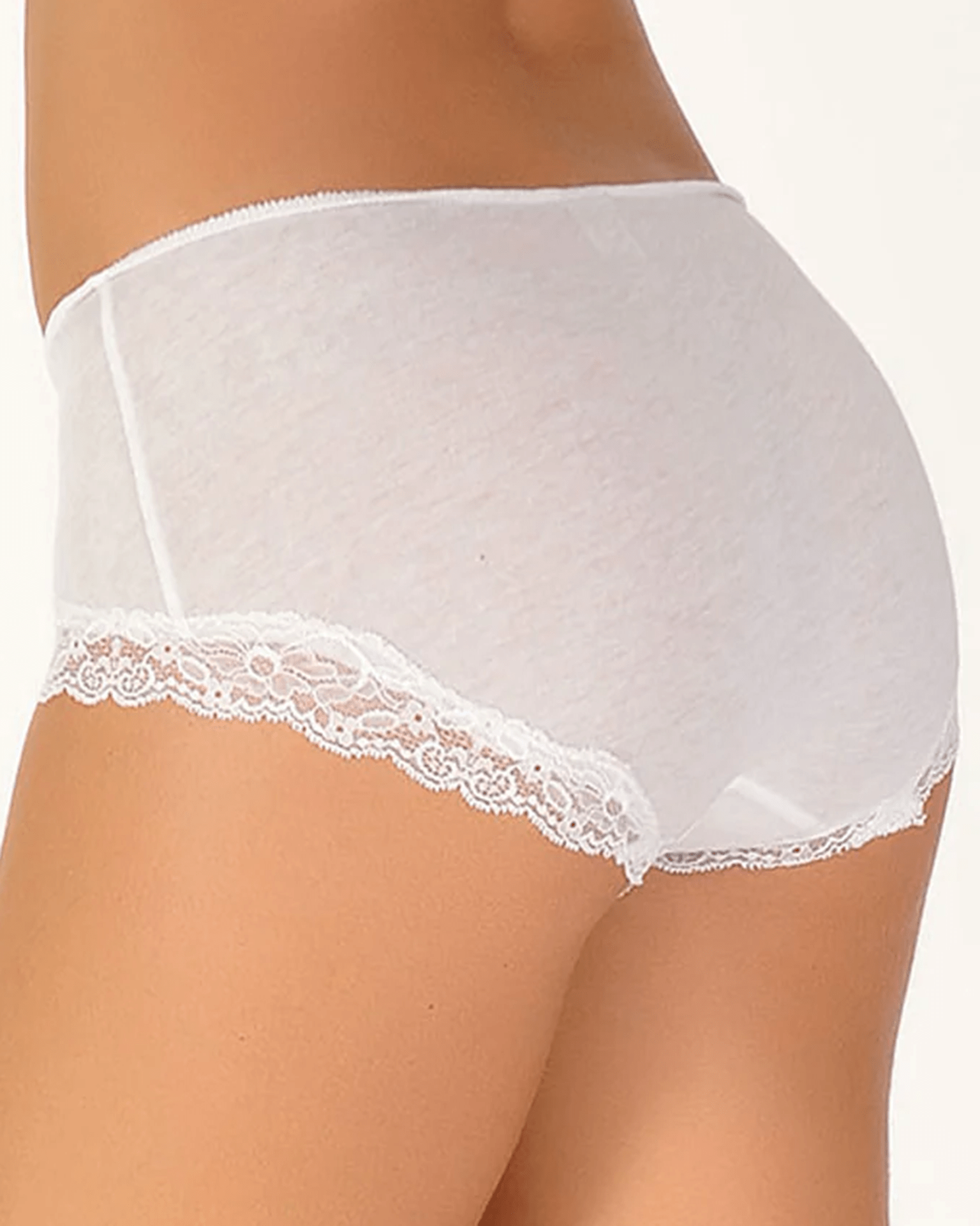 Org Cttn w/ Lace Hipster in White