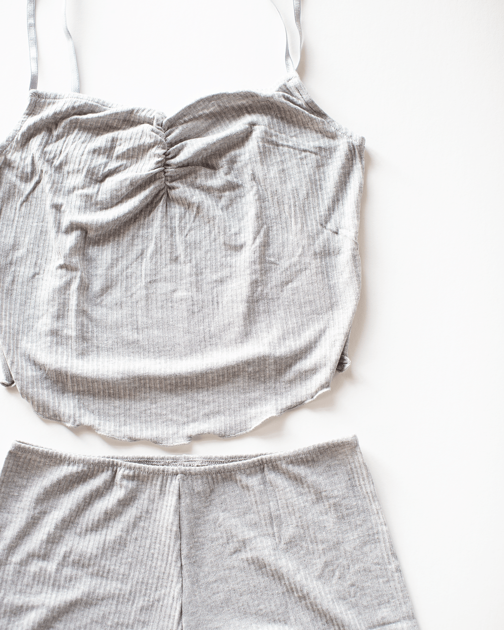 Pinch Front Cami & Pamela Short Set in Heather Grey