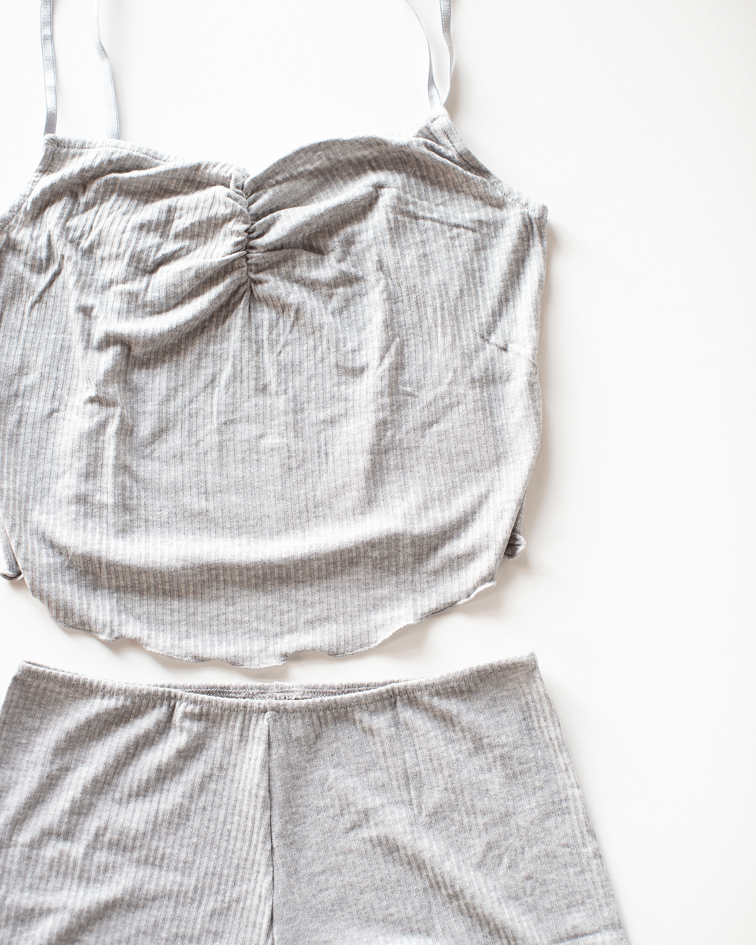 Pinch Front Cami & Pamela Short Set in Heather Grey